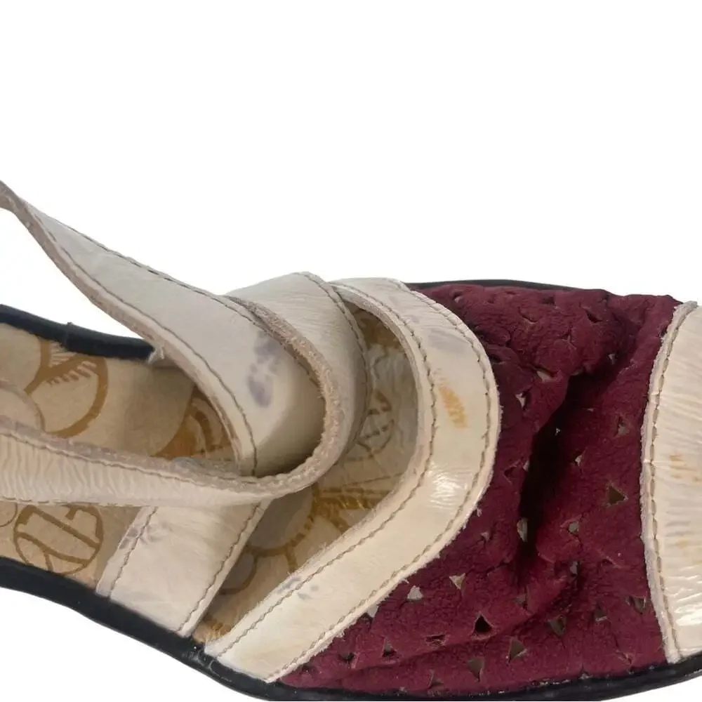 Fly London Womens Ynes Wedge Sandals Perforated Leather Comfort EU 37